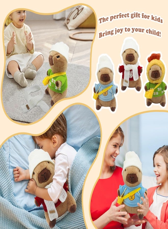 WUEURU Capybara Plush with 11 pcs Clothes & Accessories,Kids Stuffed Animal,11 in Cute Capybara Stuffed Animal Plush Toys,Birthday Gifts&Dress Up Cute Plushies for Boys/Girls - Image 3